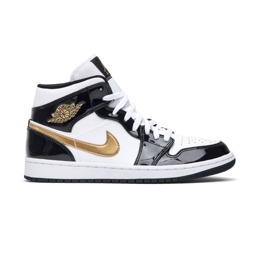 Air Jordan 1 Mid Patent Black Gold Replica
