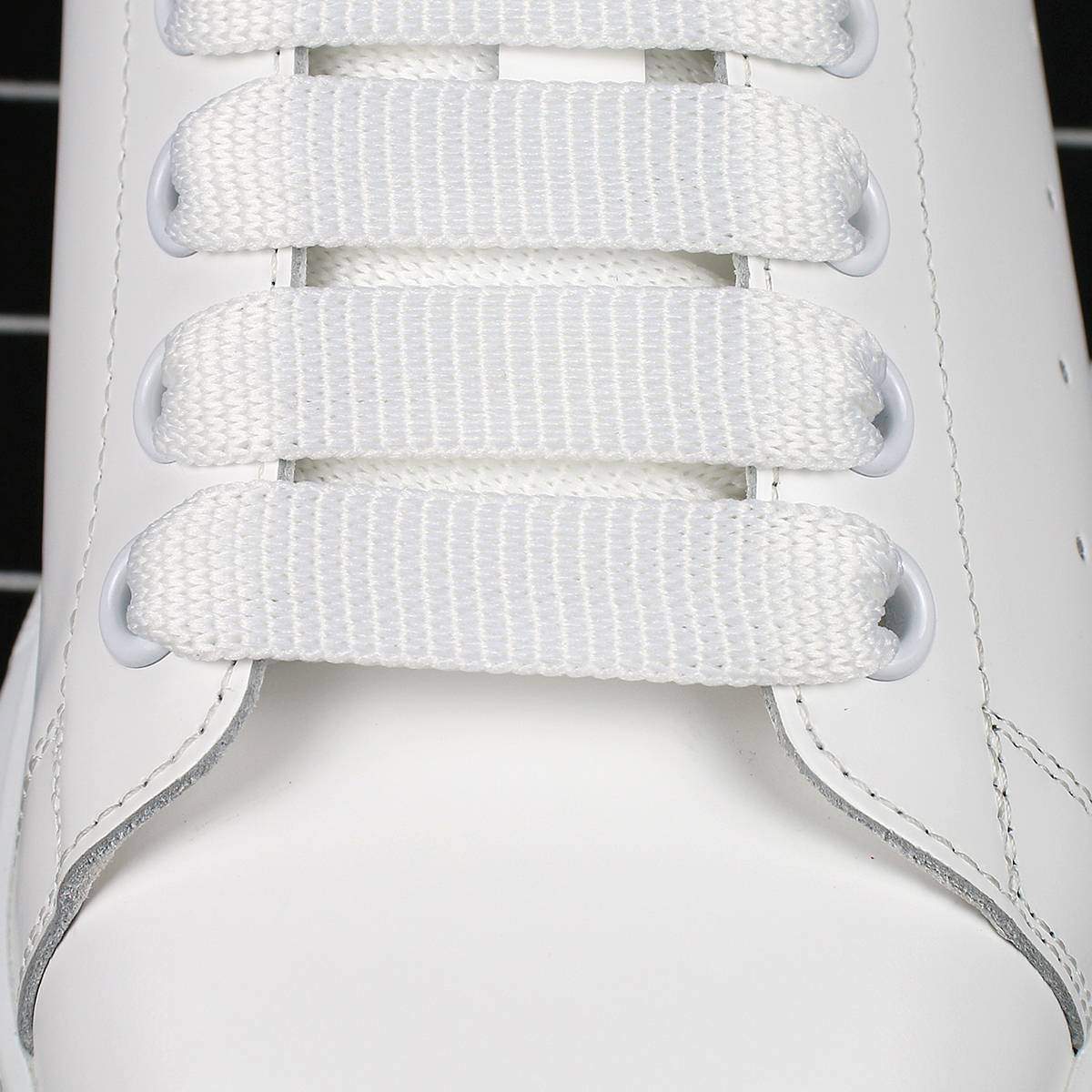 Alexander McQueen Oversized Sneaker White Smooth Calf Leather with Black Suede Heel Replica