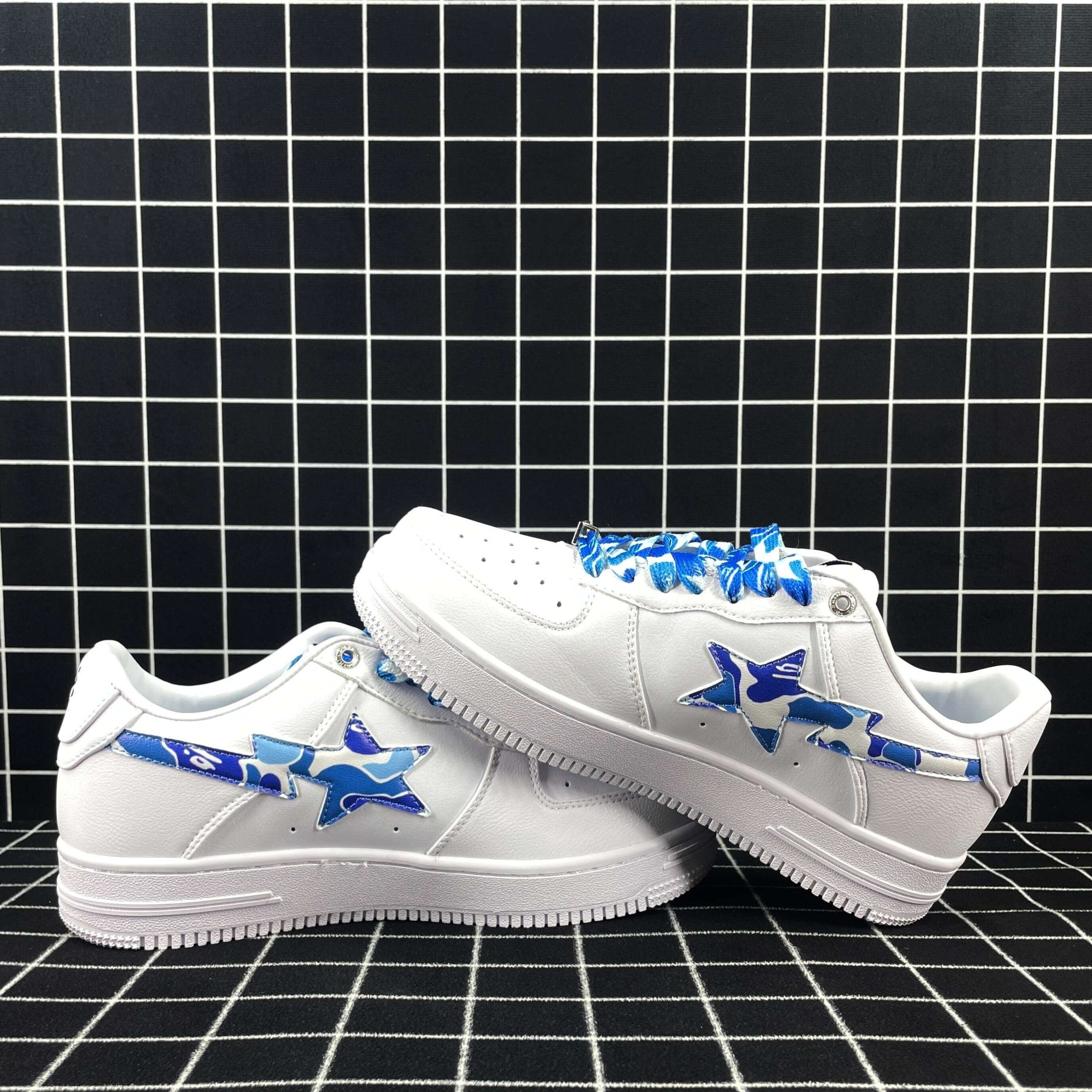 A Bathing Ape Bape Sta Low White ABC Camo Blue Replica