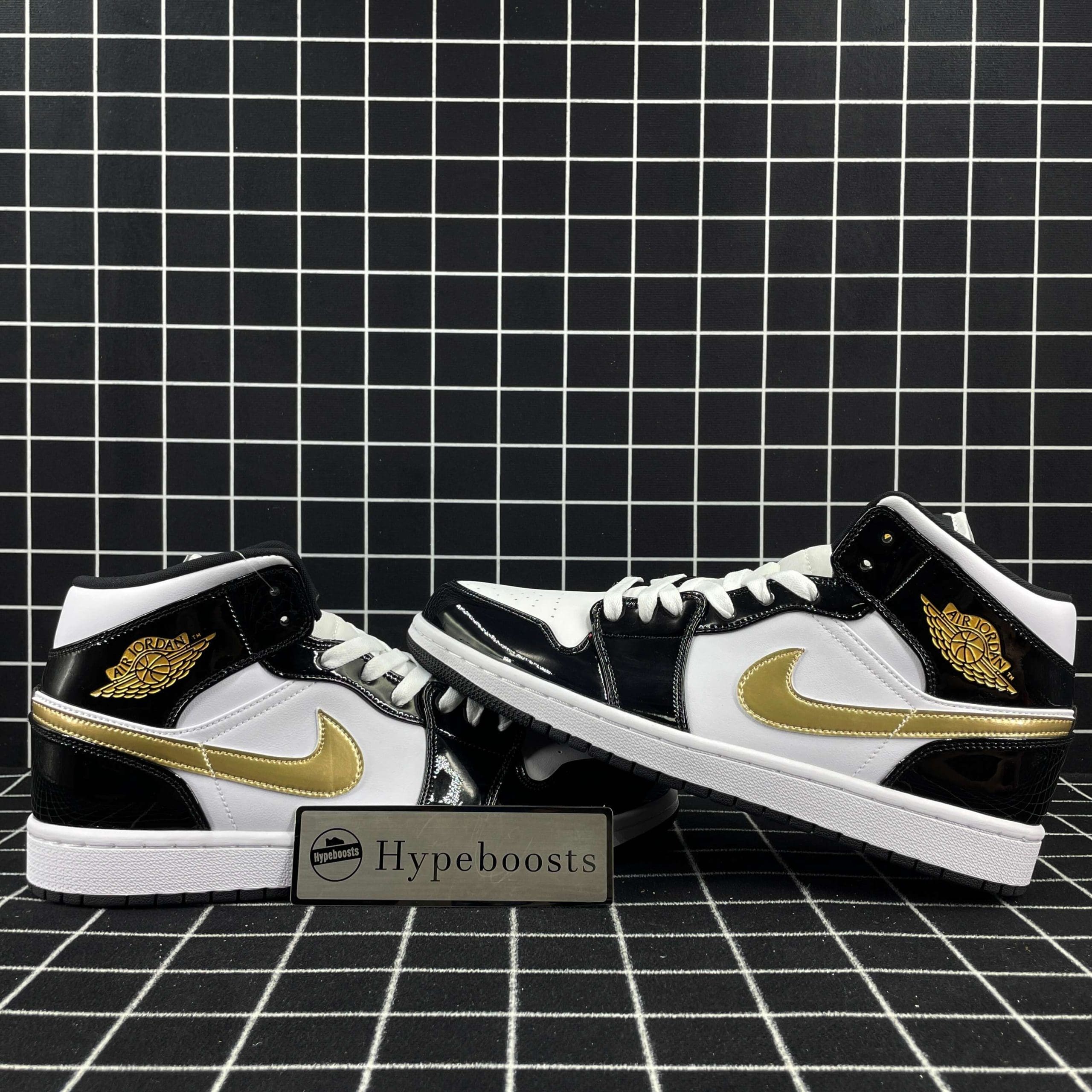 Air Jordan 1 Mid Patent Black Gold Replica
