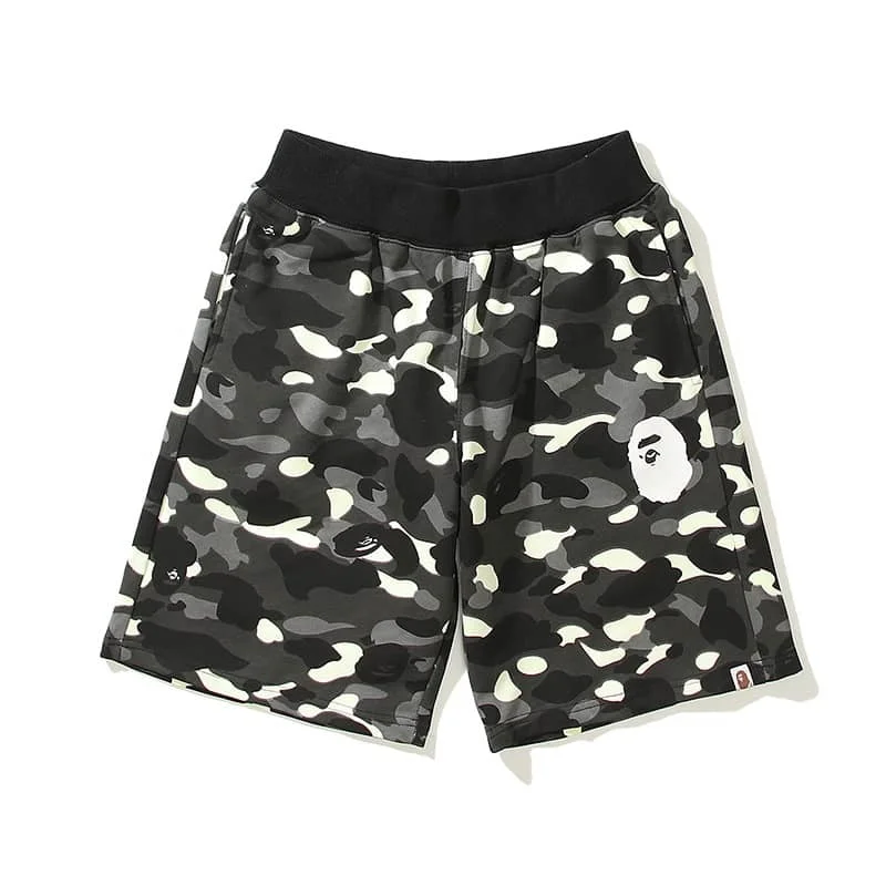 2024 APE Shark Mouth Camo Print Casual Shorts Loose Unisex Style 11
