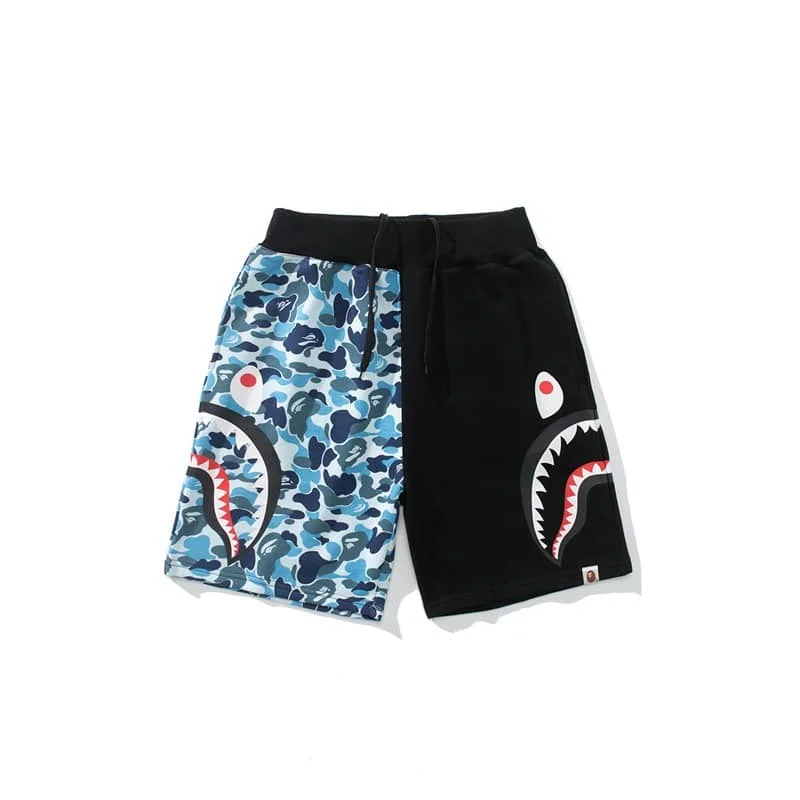 2024 APE Shark Mouth Camo Print Casual Shorts Loose Unisex Style 17