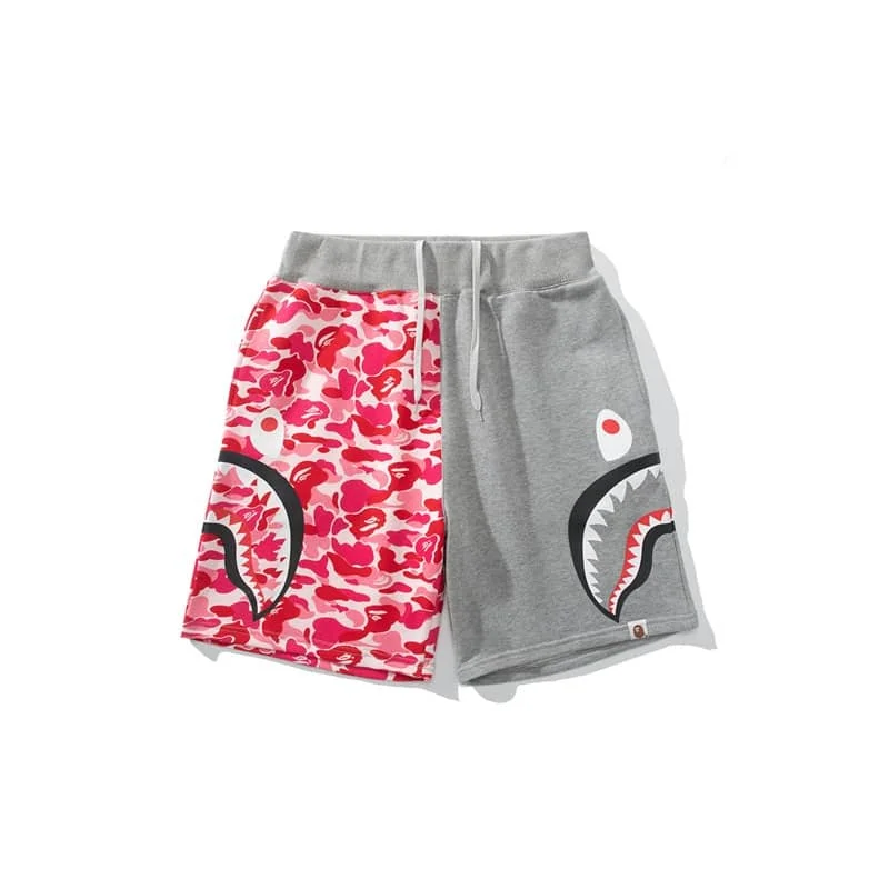 2024 APE Shark Mouth Camo Print Casual Shorts Loose Unisex Style 18