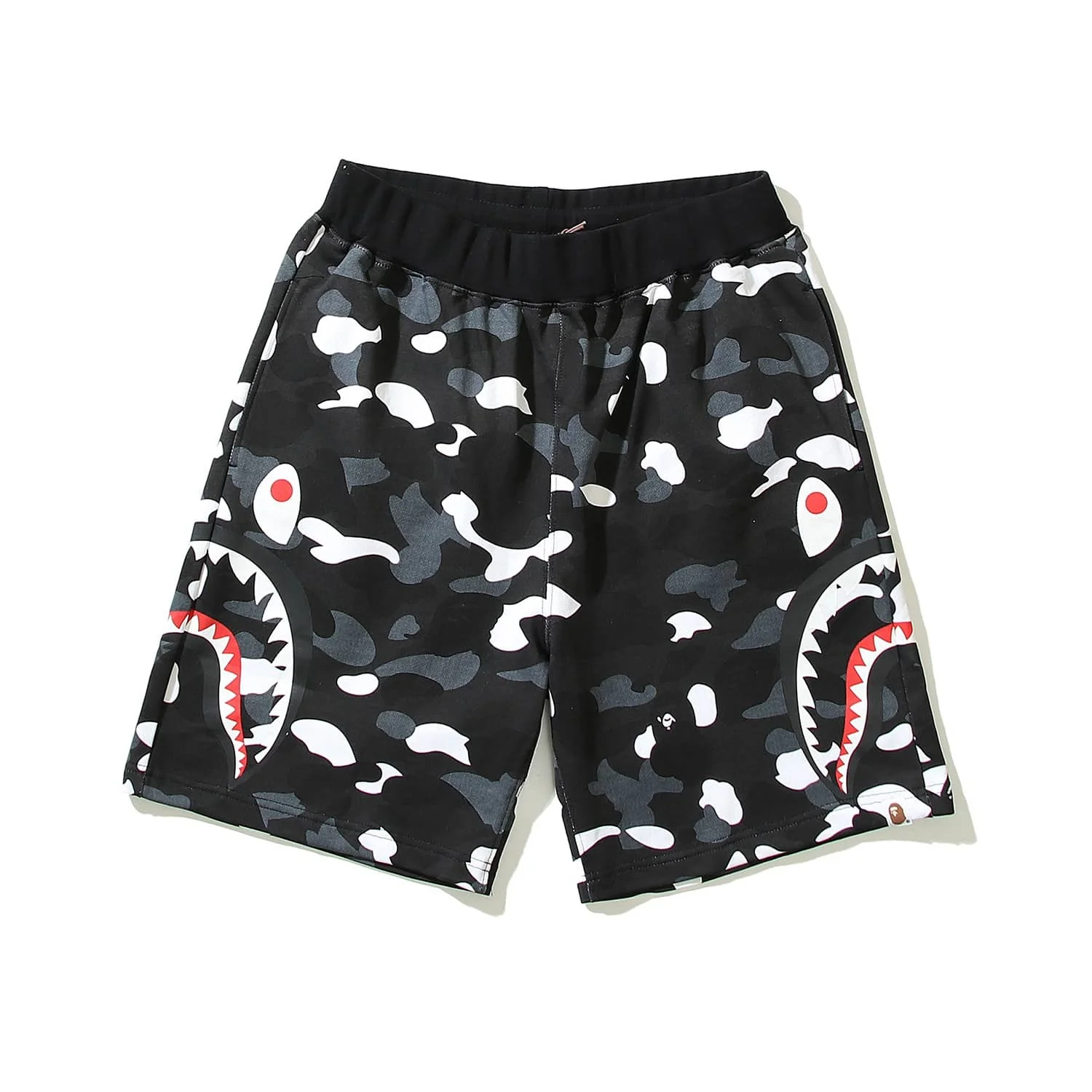 2024 APE Shark Mouth Camo Print Casual Shorts Loose Unisex Style 24