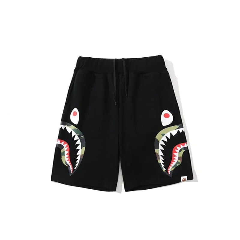 2024 APE Shark Mouth Camo Print Casual Shorts Loose Unisex Style 39