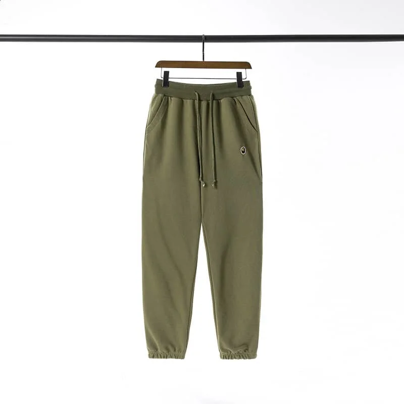 APE Classic Embroidered Logo Solid Color Elastic Waist Joggers Men Style 1