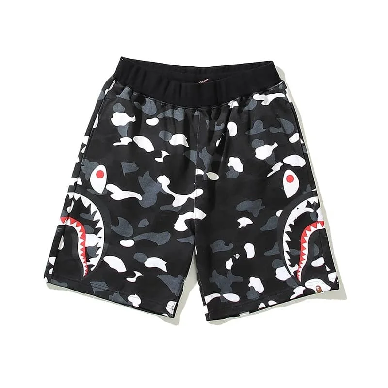 APE Night Glow Shark Side Panel Print Casual Fashion Shorts Unisex Style 10