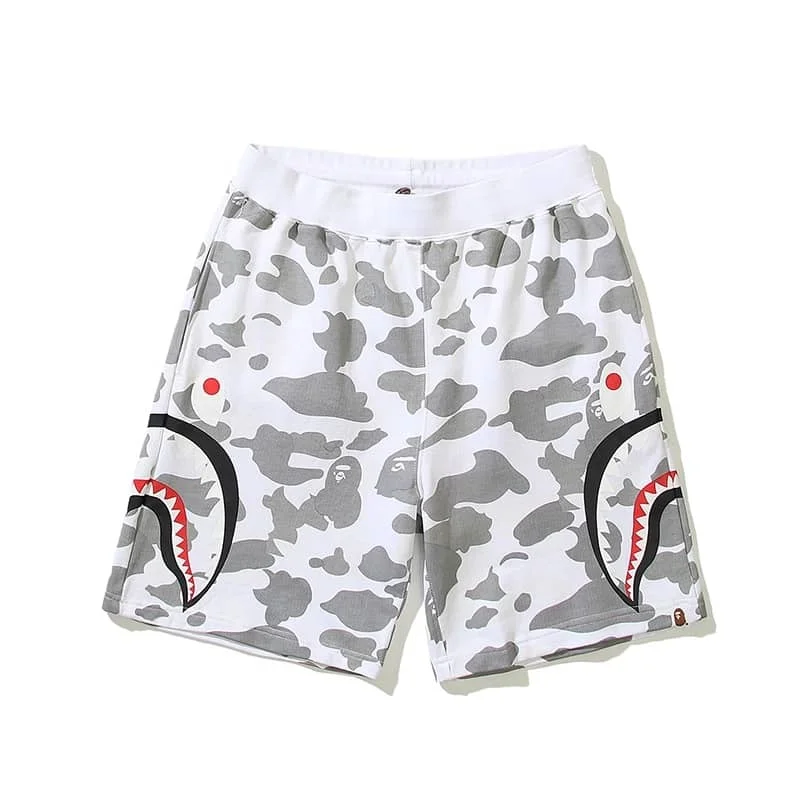 APE Night Glow Shark Side Panel Print Casual Fashion Shorts Unisex Style 11
