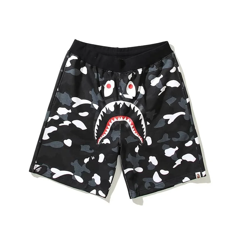 APE Night Glow Shark Side Panel Print Casual Fashion Shorts Unisex Style 8