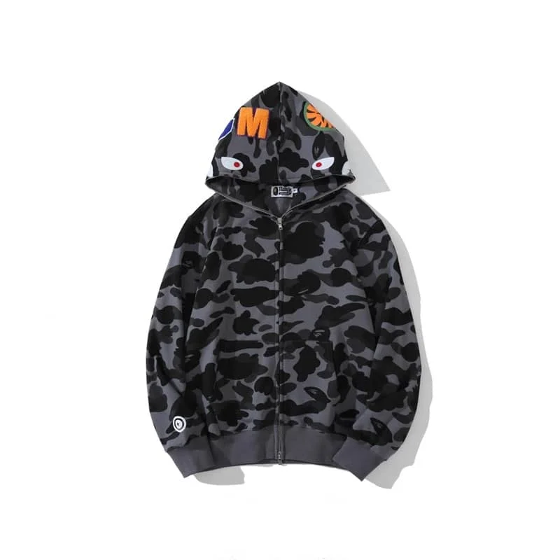 APE Shark Classic Camo Hoodie Unisex Spring Autumn Jacket