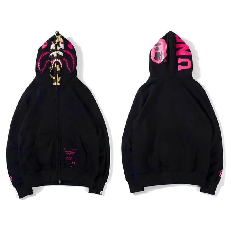 APE Shark Glow Spot Camo Double Hoodie Unisex Fleece Autumn Winter Jacket Style 32