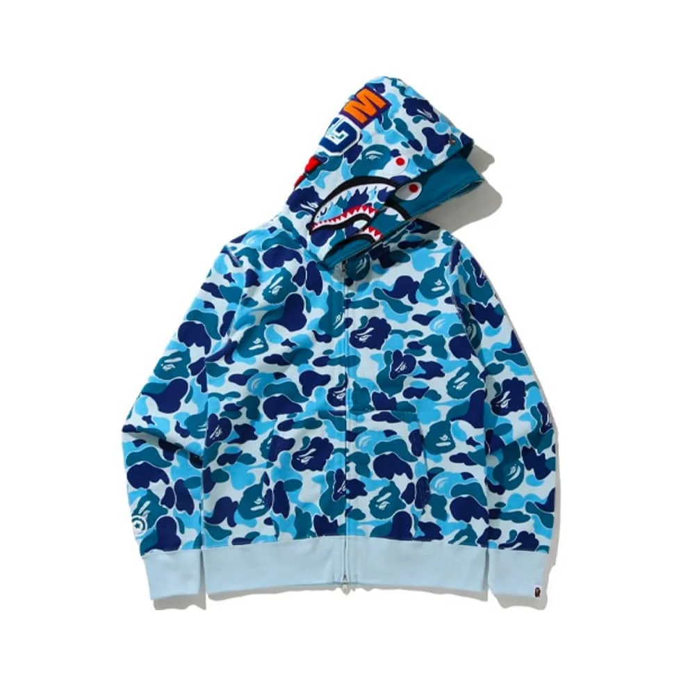 APE Shark Glow Spot Camo Double Hoodie Unisex Fleece Autumn Winter Jacket Style 5