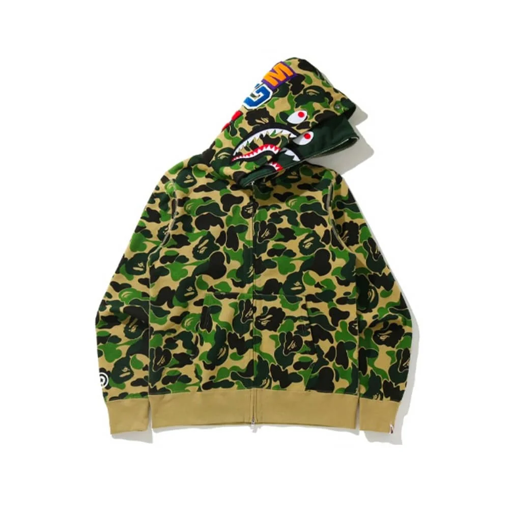 APE Shark Glow Spot Camo Double Hoodie Unisex Fleece Autumn Winter Jacket Style 6