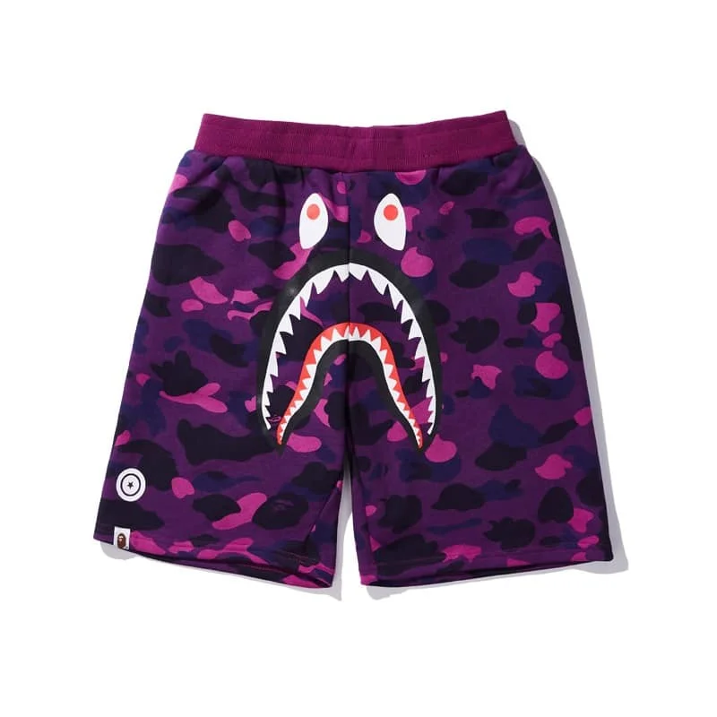 APE Shark Mouth Street Camo Hip to Hop Shorts Couple Loose Terry Unisex Style 12