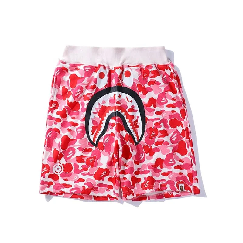 APE Shark Mouth Street Camo Hip to Hop Shorts Couple Loose Terry Unisex Style 8