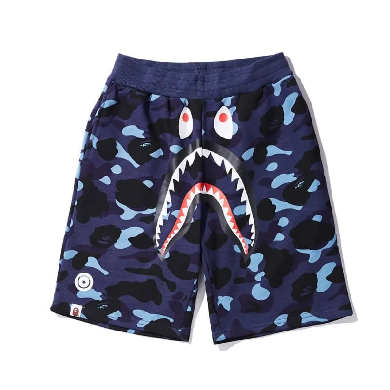 APE Shark Mouth Street Camo Hip to Hop Shorts Couple Loose Terry Unisex