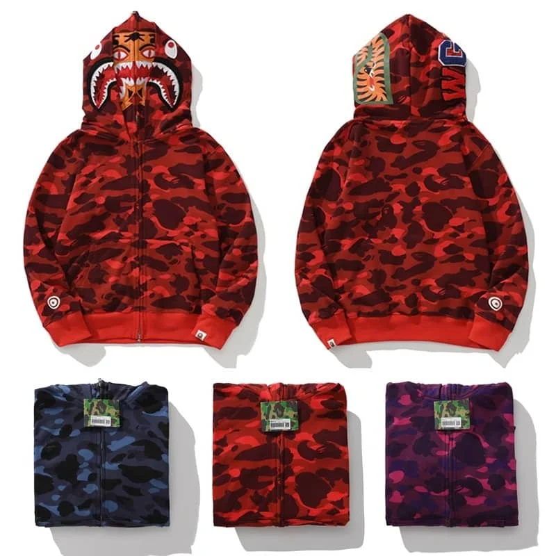 APE Shark Tiger Glow Star Loose Hoodie Unisex Open Jacket Style 11