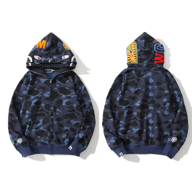 APE Shark Tiger Glow Star Loose Hoodie Unisex Open Jacket Style 20