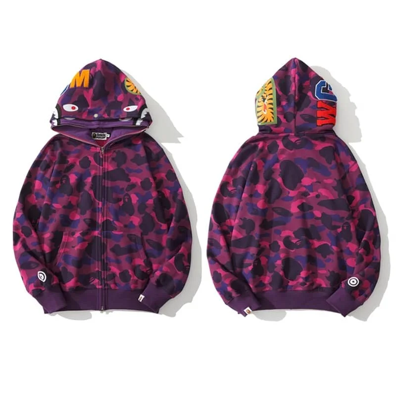 APE Shark Tiger Glow Star Loose Hoodie Unisex Open Jacket Style 21