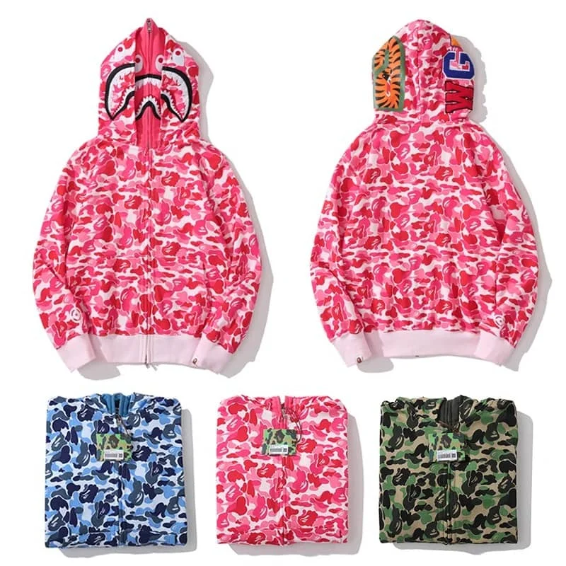 APE Shark Tiger Glow Star Loose Hoodie Unisex Open Jacket Style 22