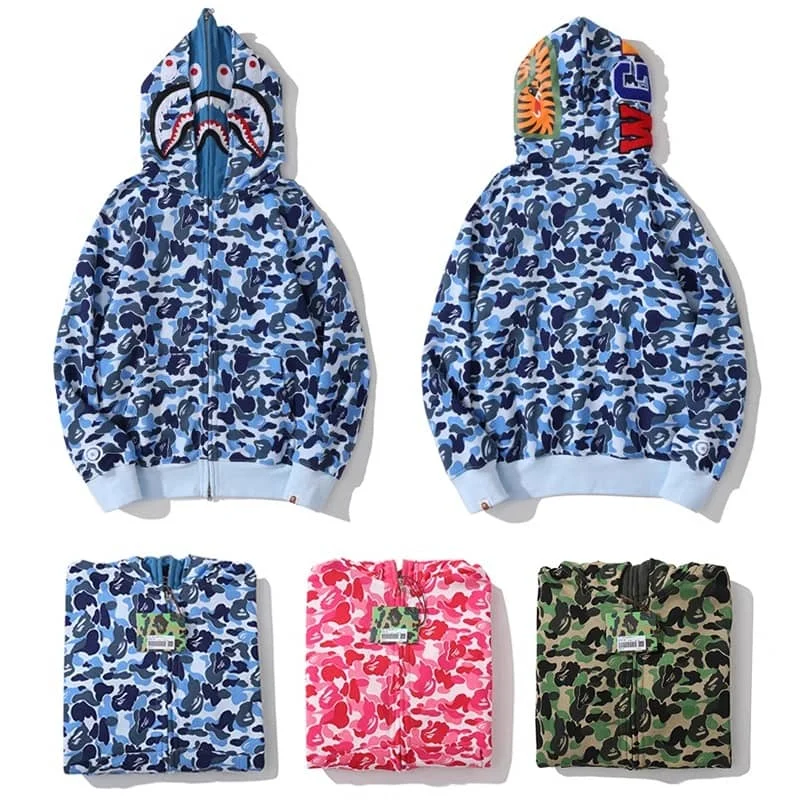 APE Shark Tiger Glow Star Loose Hoodie Unisex Open Jacket Replica