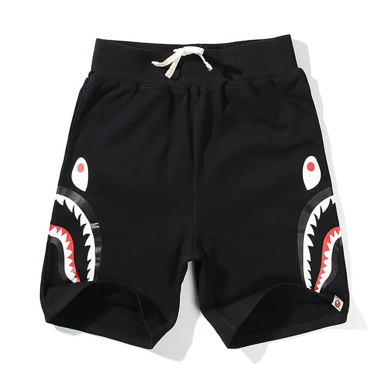 APE Side Shark Mouth Camo Patch Casual Shorts Loose Terry Unisex Style 1