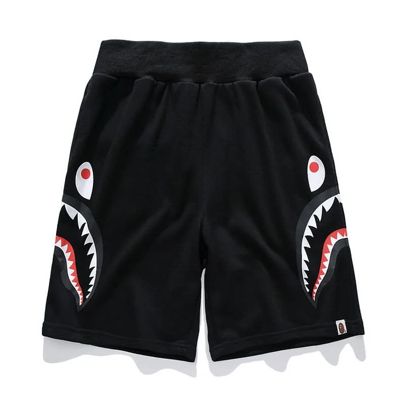 APE Side Shark Mouth Camo Print Casual Shorts Loose Terry Unisex Style 5