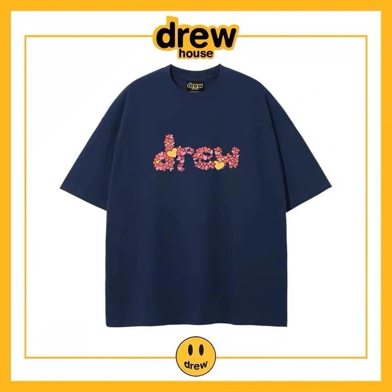 Drew Heart Print Short Sleeve T-Shirt Unisex Cotton Casual Top Style 3