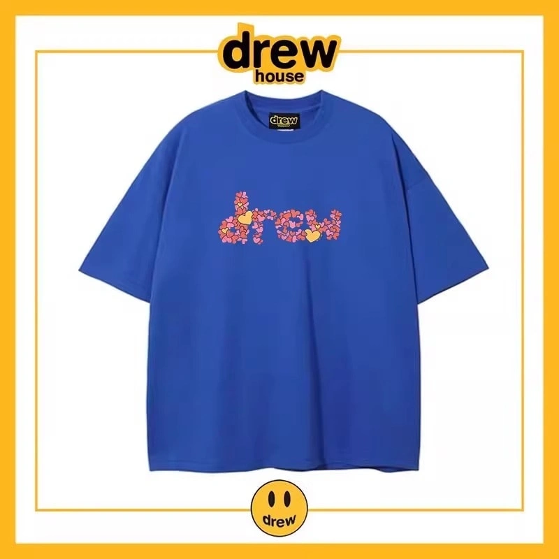 Drew Heart Print Short Sleeve T-Shirt Unisex Cotton Casual Top Style 4