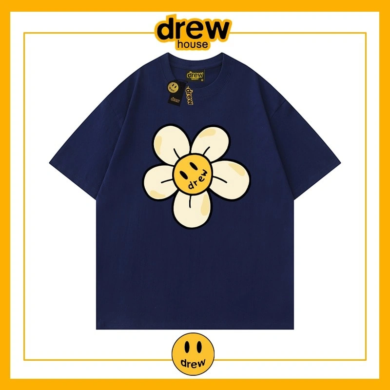 Drew Heart Print Short Sleeve T-Shirt Unisex Cotton Loose Summer Style 16