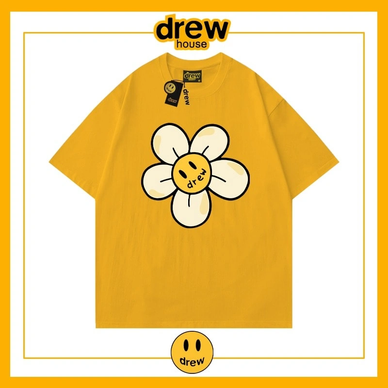 Drew Heart Print Short Sleeve T-Shirt Unisex Cotton Loose Summer Style 18