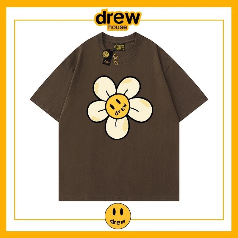 Drew Heart Print Short Sleeve T-Shirt Unisex Cotton Loose Summer Style 23