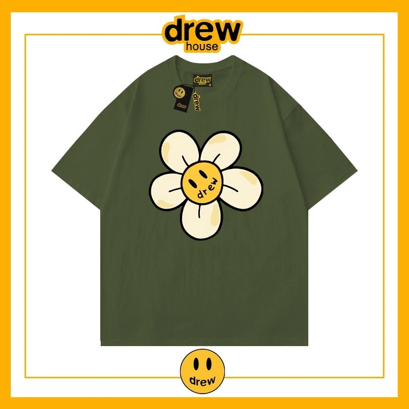 Drew Heart Print Short Sleeve T-Shirt Unisex Cotton Loose Summer Style 24