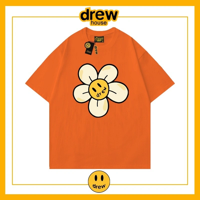 Drew Heart Print Short Sleeve T-Shirt Unisex Cotton Loose Summer Style 4