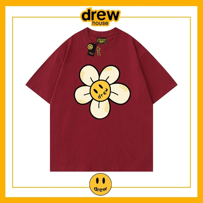 Drew Heart Print Short Sleeve T-Shirt Unisex Cotton Loose Summer Style 6