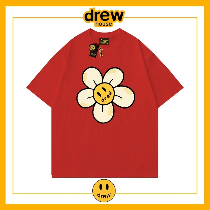 Drew Heart Print Short Sleeve T-Shirt Unisex Cotton Loose Summer Style 7