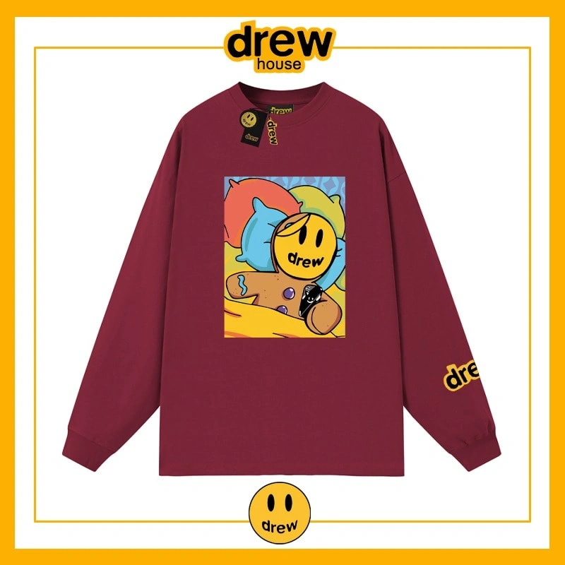 Drew Heavyweight Long Sleeve T-Shirt Unisex Cotton Base Layer Style 6