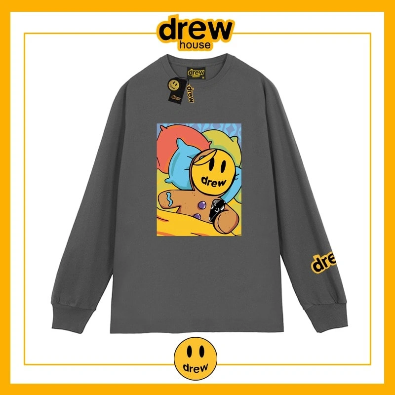 Drew Heavyweight Long Sleeve T-Shirt Unisex Cotton Base Layer Style 7