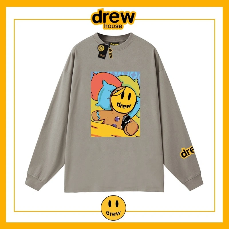 Drew Heavyweight Long Sleeve T-Shirt Unisex Cotton Base Layer Style 8