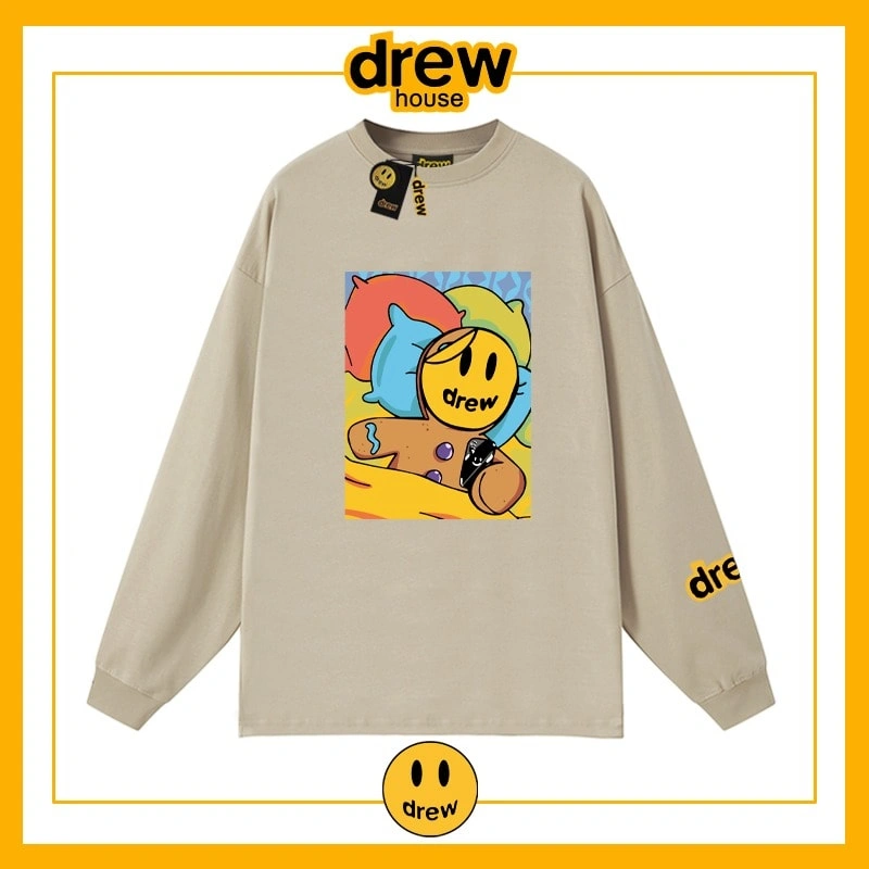 Drew Heavyweight Long Sleeve T-Shirt Unisex Cotton Base Layer Style 9