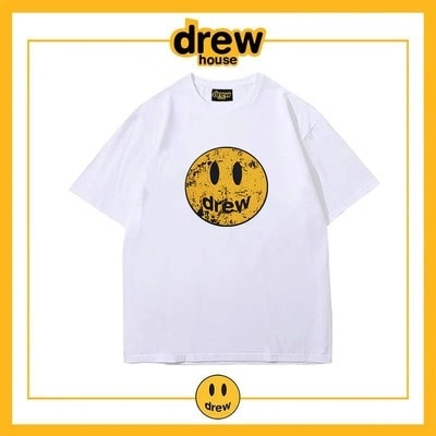Drew House Distressed Smiley Short Sleeve T-Shirt Unisex Cotton Top Style 10