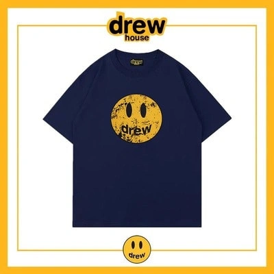 Drew House Distressed Smiley Short Sleeve T-Shirt Unisex Cotton Top Style 2