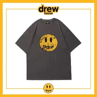 Drew House Distressed Smiley Short Sleeve T-Shirt Unisex Cotton Top Style 3