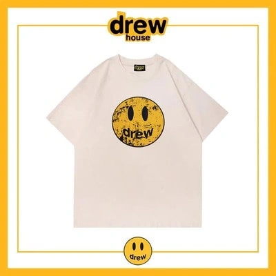 Drew House Distressed Smiley Short Sleeve T-Shirt Unisex Cotton Top Style 6