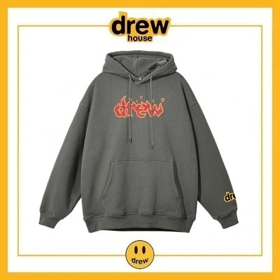 Drew House Flame Print Hoodie Unisex Cotton Fleece Jacket Style 1