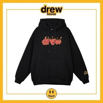 Drew House Flame Print Hoodie Unisex Cotton Fleece Jacket Style 6