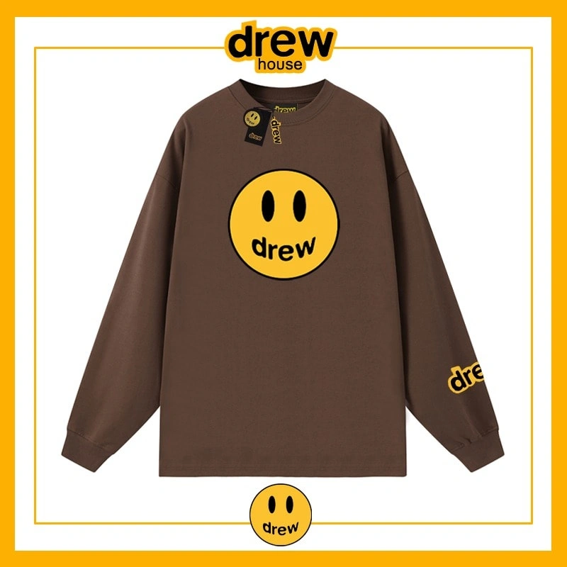 Drew House Heavyweight Long Sleeve T-Shirt Unisex Cotton Autumn Sweatshirt Style 5