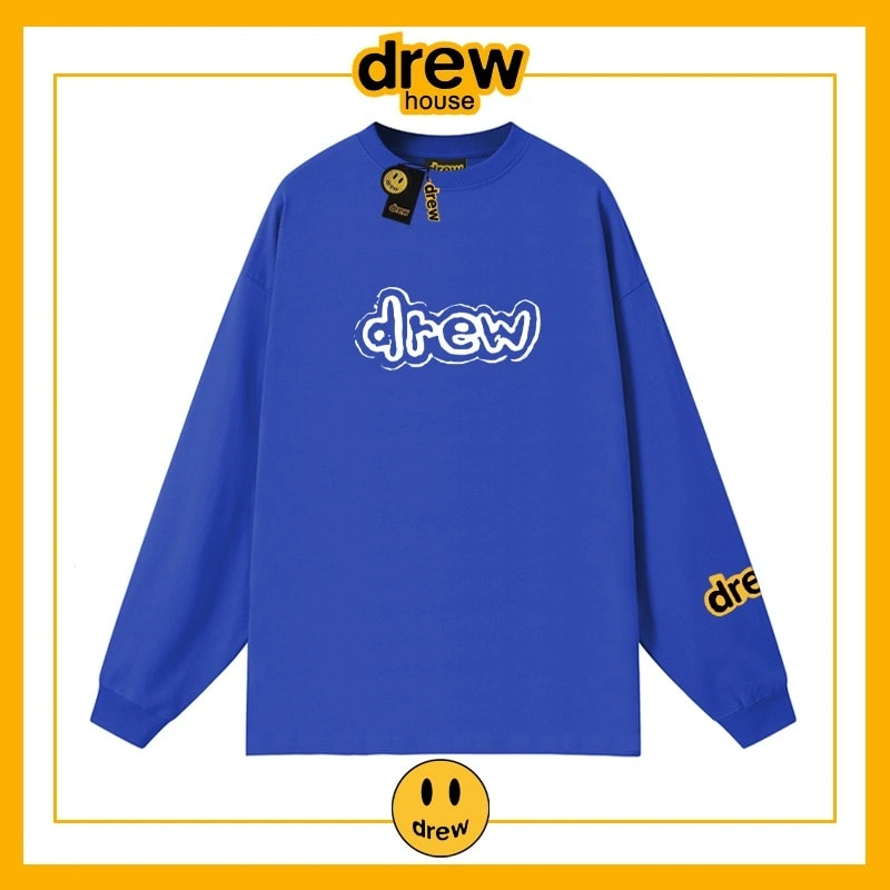 Drew House Heavyweight Long Sleeve T-Shirt Unisex Cotton Thin Top Style 4