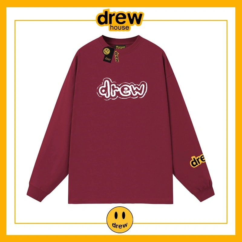 Drew House Heavyweight Long Sleeve T-Shirt Unisex Cotton Thin Top Style 6