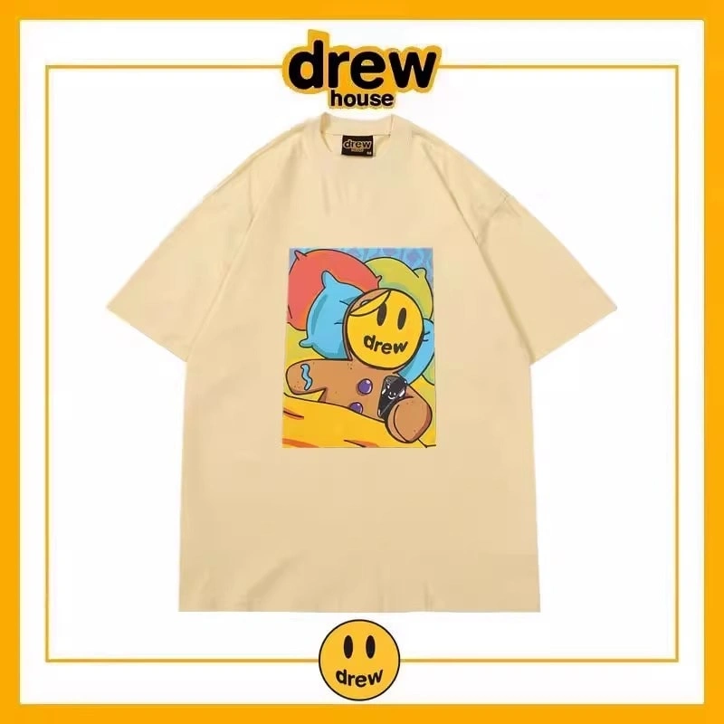 Drew House Letter Flame Short Sleeve T-Shirt Unisex Cotton Style 1